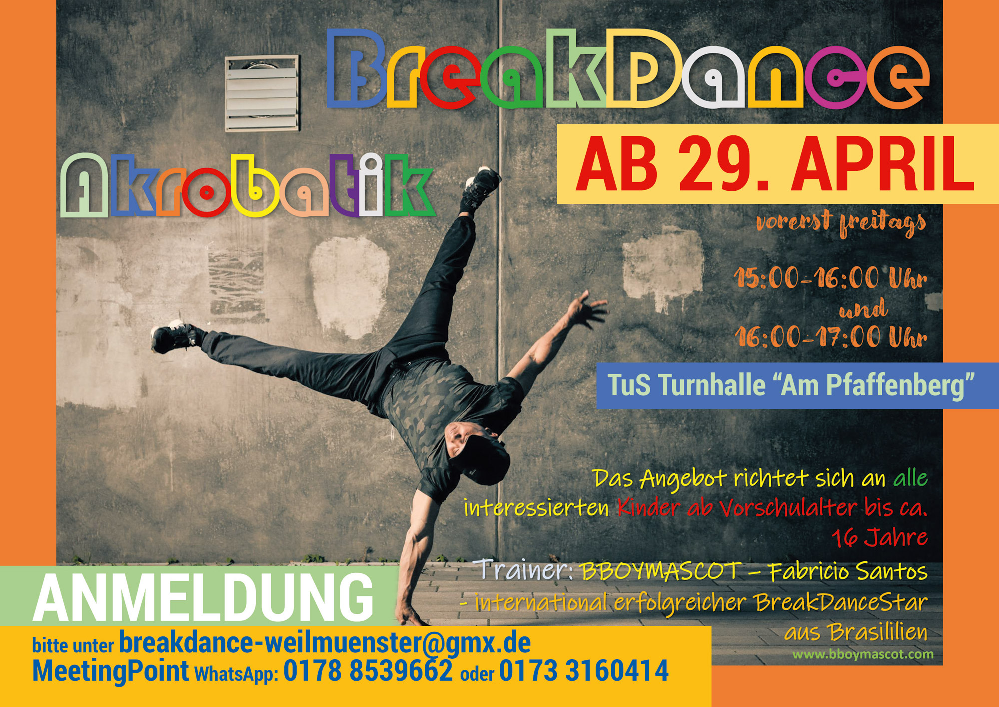 MeetingPoint BreakdanceKurs A5 flyer kursbeginn