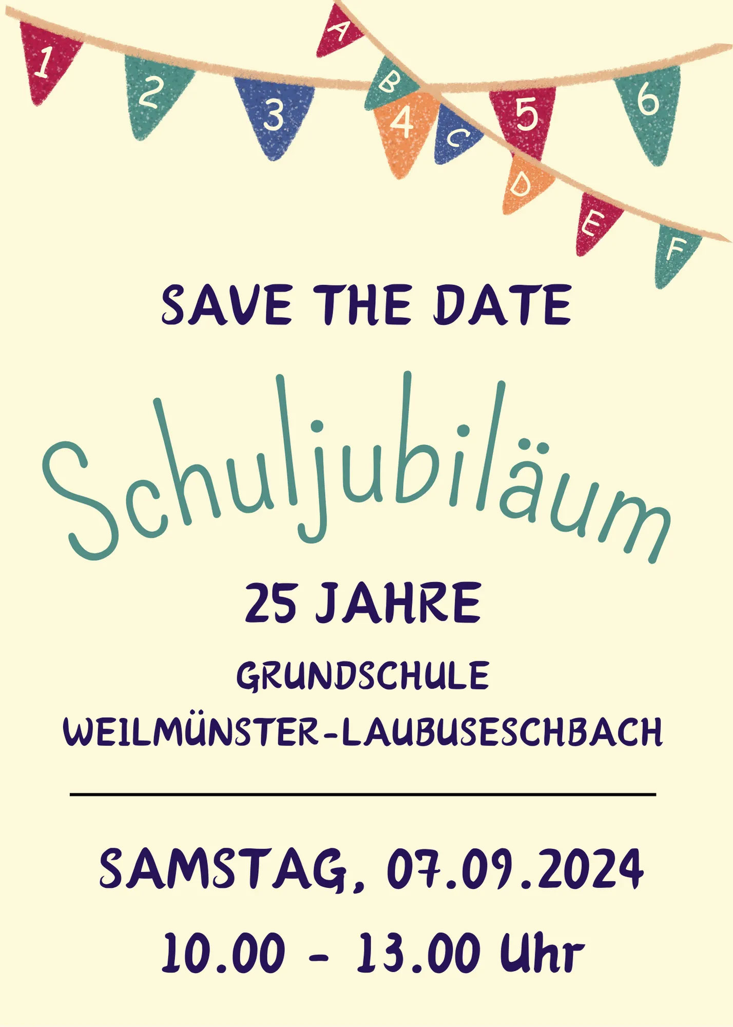 wlmAKTIV BILD Grundschule Jubilaeum Save the Date2024