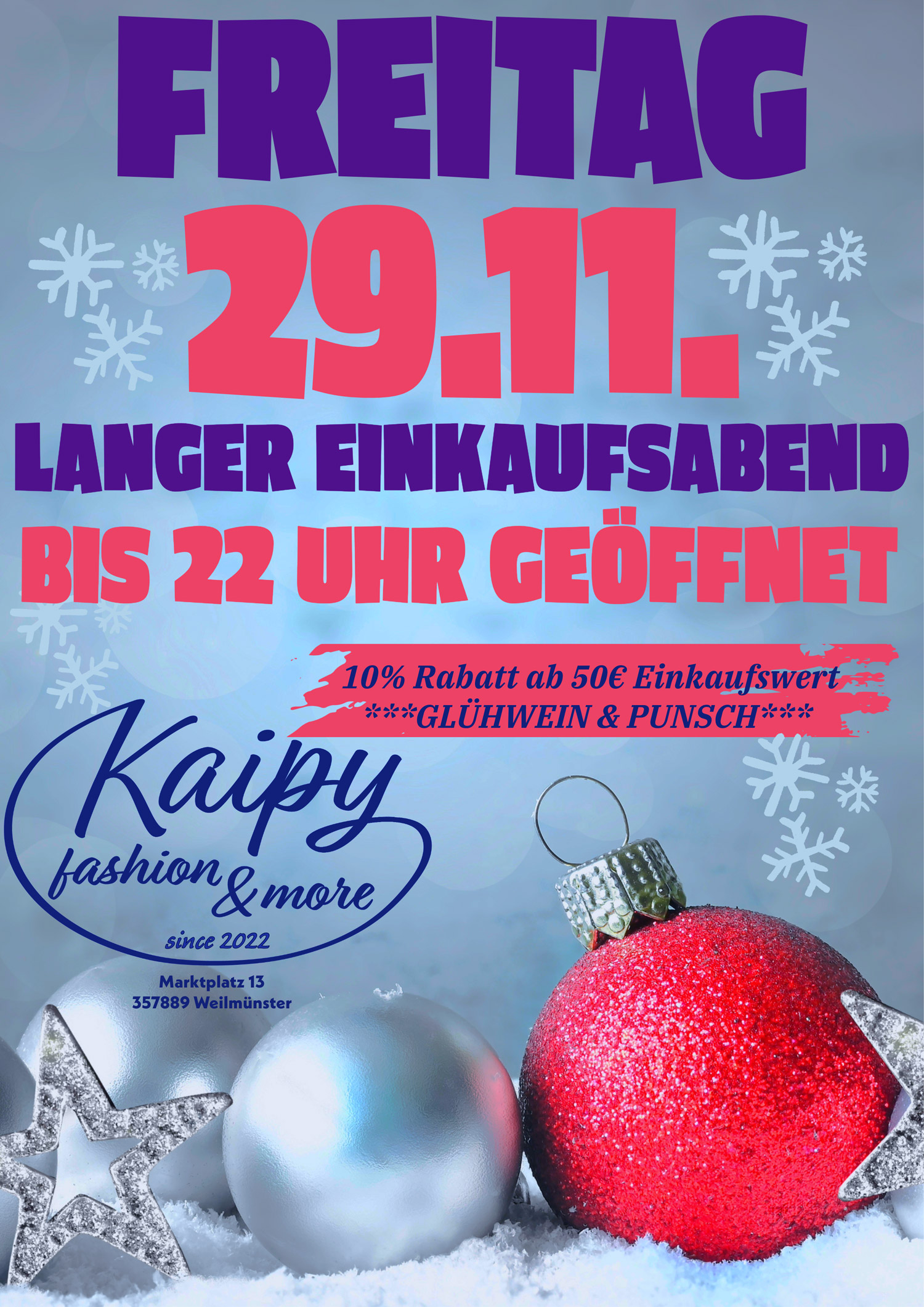 KAIPY – langer Einkaufsabend zum Weihnachtsmarkt in Weilmuenster