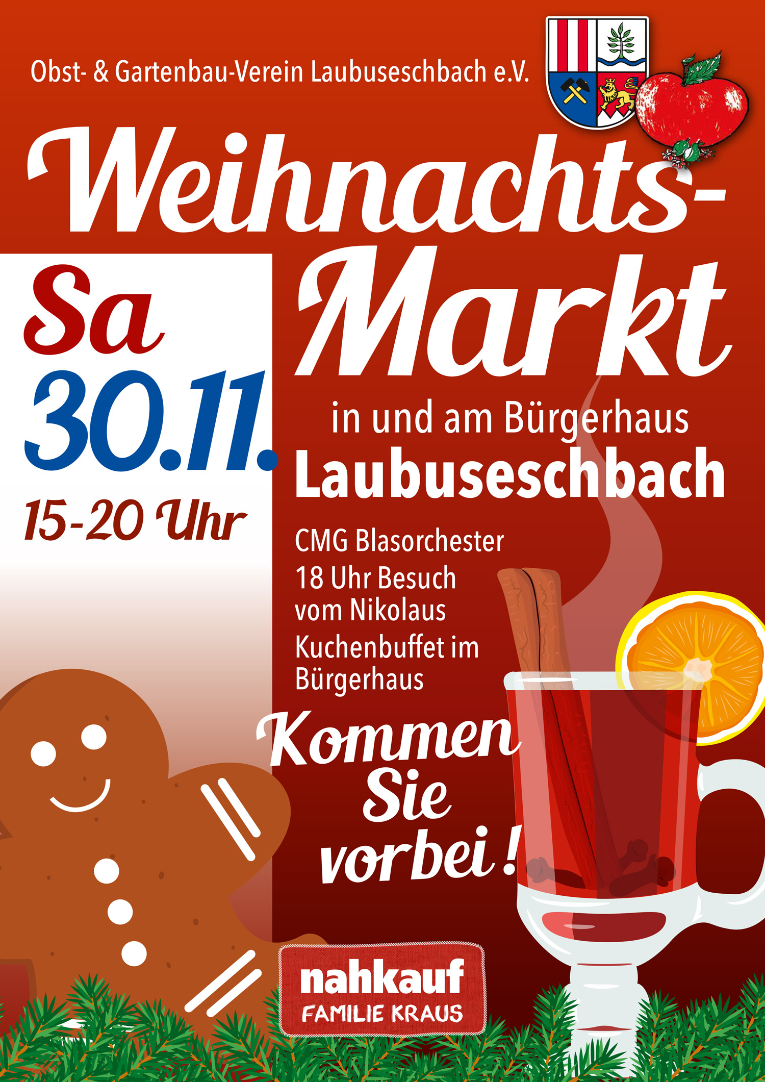 Der Obst- und Gartenbauverein lädt zum Weihnachtsmarkt in Laubuseschbach