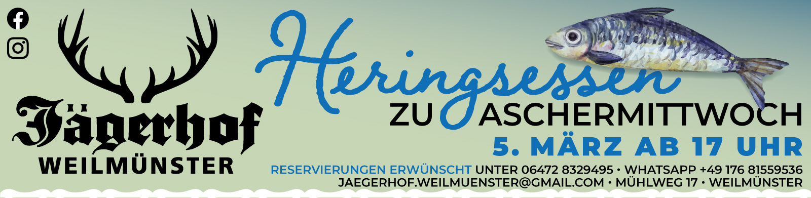 Heringsessen im Jägerhof Weilmünster am Aschermittwoch 2025 ab 17 Uhr